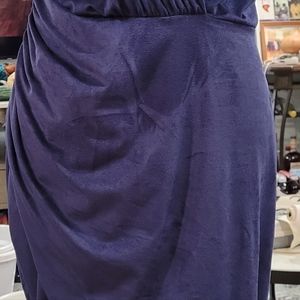 Navy Blue, soft material, v-neck, v-back, slit dress